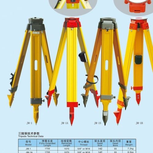 Durable Wooden tripod for Total Station, Automatic Level, GPS with Red Color